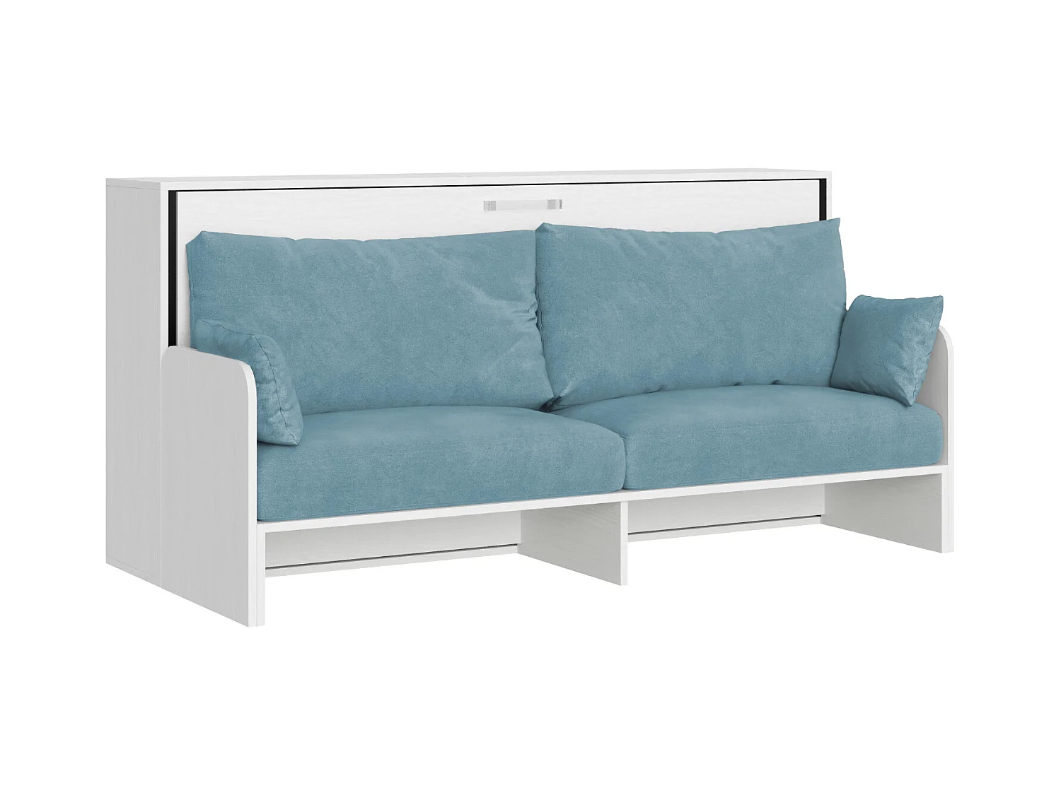 Kando Einzel-Klappbett mit Sofa mit weißer Eschenmatratze, hellblau