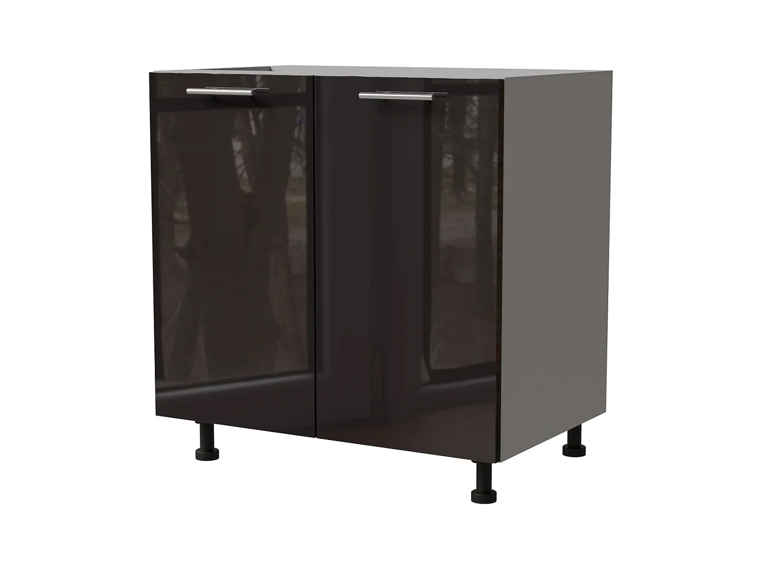 KÜCHENUNTERSCHRANK Essen D11/80 Schwarz Hochglanz / Grau Matt 80 / 50 / 82cm