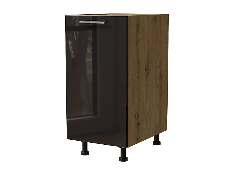 KÜCHENUNTERSCHRANK Essen D1D/40 Schwarz Hochglanz / Eiche Artisan Matt 40 / 50 / 82cm