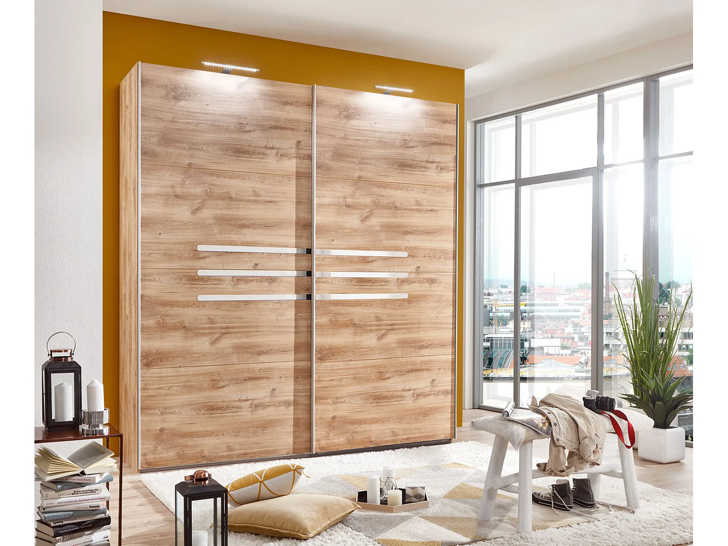 SCHWEBETÜRENSCHRANK Anna plankeneiche 225 / 65 / 210cm