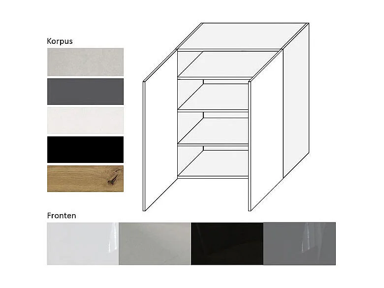 KÜCHENHÄNGESCHRANK Essen W4/80 Graphit Hochglanz / Weiß Matt 80 / 32,5 / 96cm
