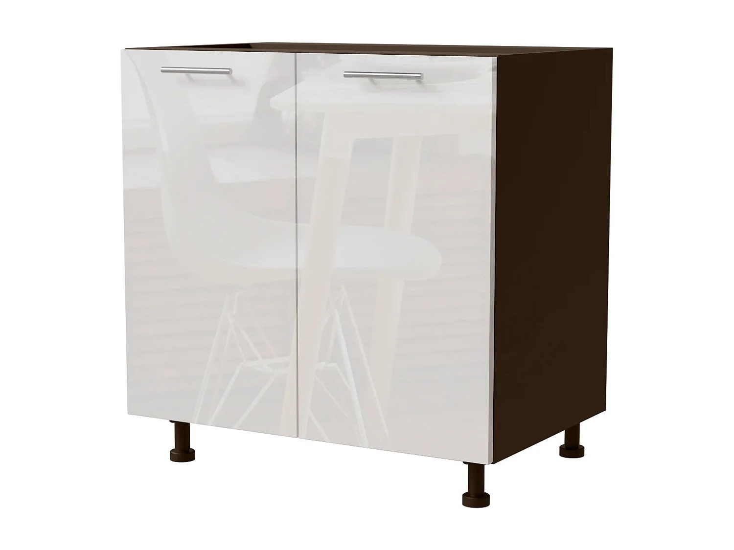 KÜCHENUNTERSCHRANK Essen D11/80 Weiß Hochglanz / Lava Matt 80 / 50 / 82cm