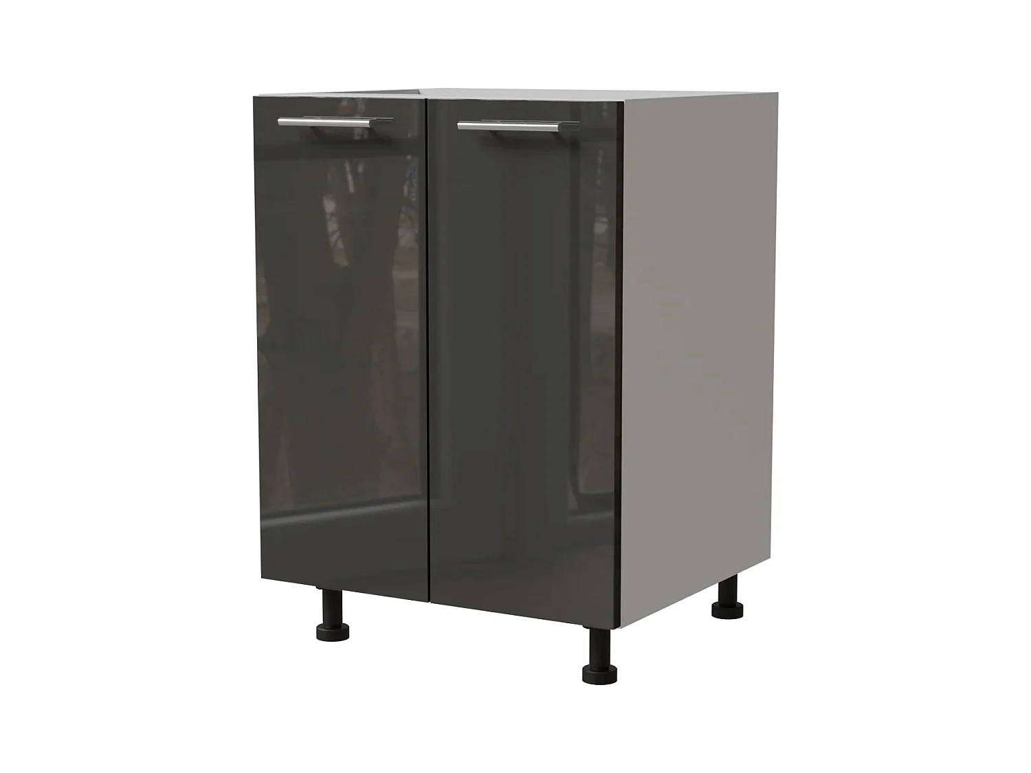 KÜCHENUNTERSCHRANK Essen D11/60 Graphit Hochglanz / Weiß Matt 60 / 50 / 82cm