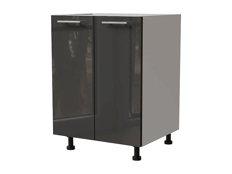 KÜCHENUNTERSCHRANK Essen D11/60 Graphit Hochglanz / Weiß Matt 60 / 50 / 82cm