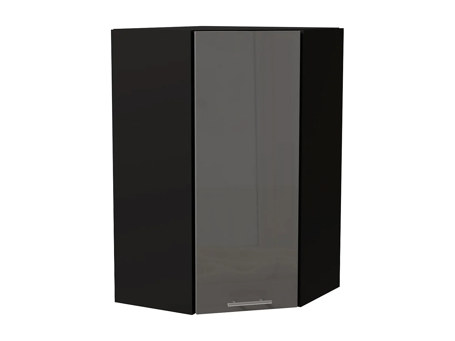 ECK-HÄNGESCHRANK Essen W4/10/60 Grau Hochglanz / Schwarz Matt 60 / 60 / 96cm