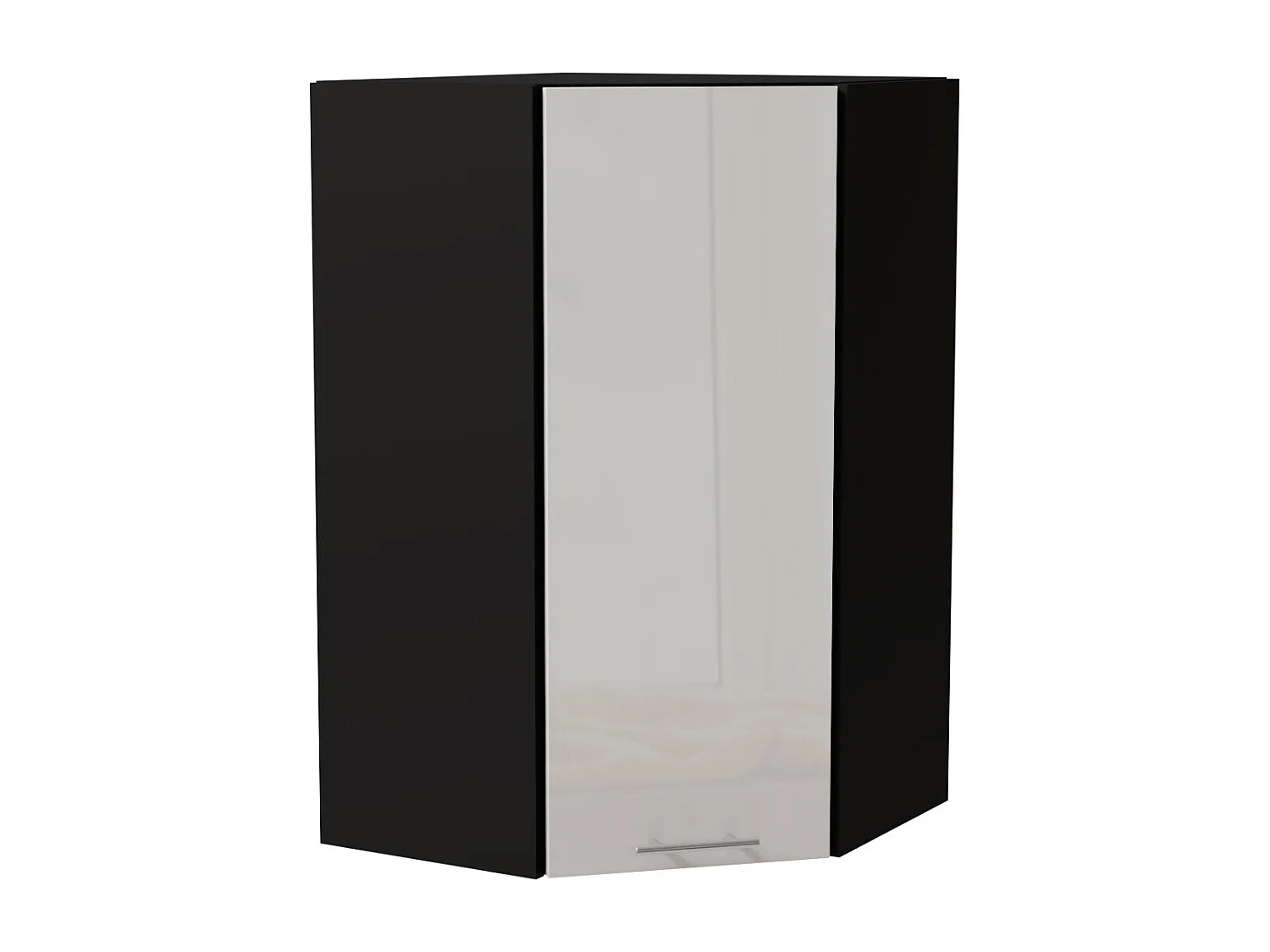 ECK-HÄNGESCHRANK Essen W4/10/60 Weiß Hochglanz / Schwarz Matt 60 / 60 / 96cm