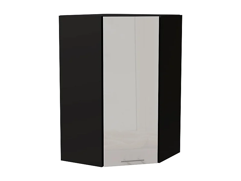 ECK-HÄNGESCHRANK Essen W4/10/60 Weiß Hochglanz / Schwarz Matt 60 / 60 / 96cm