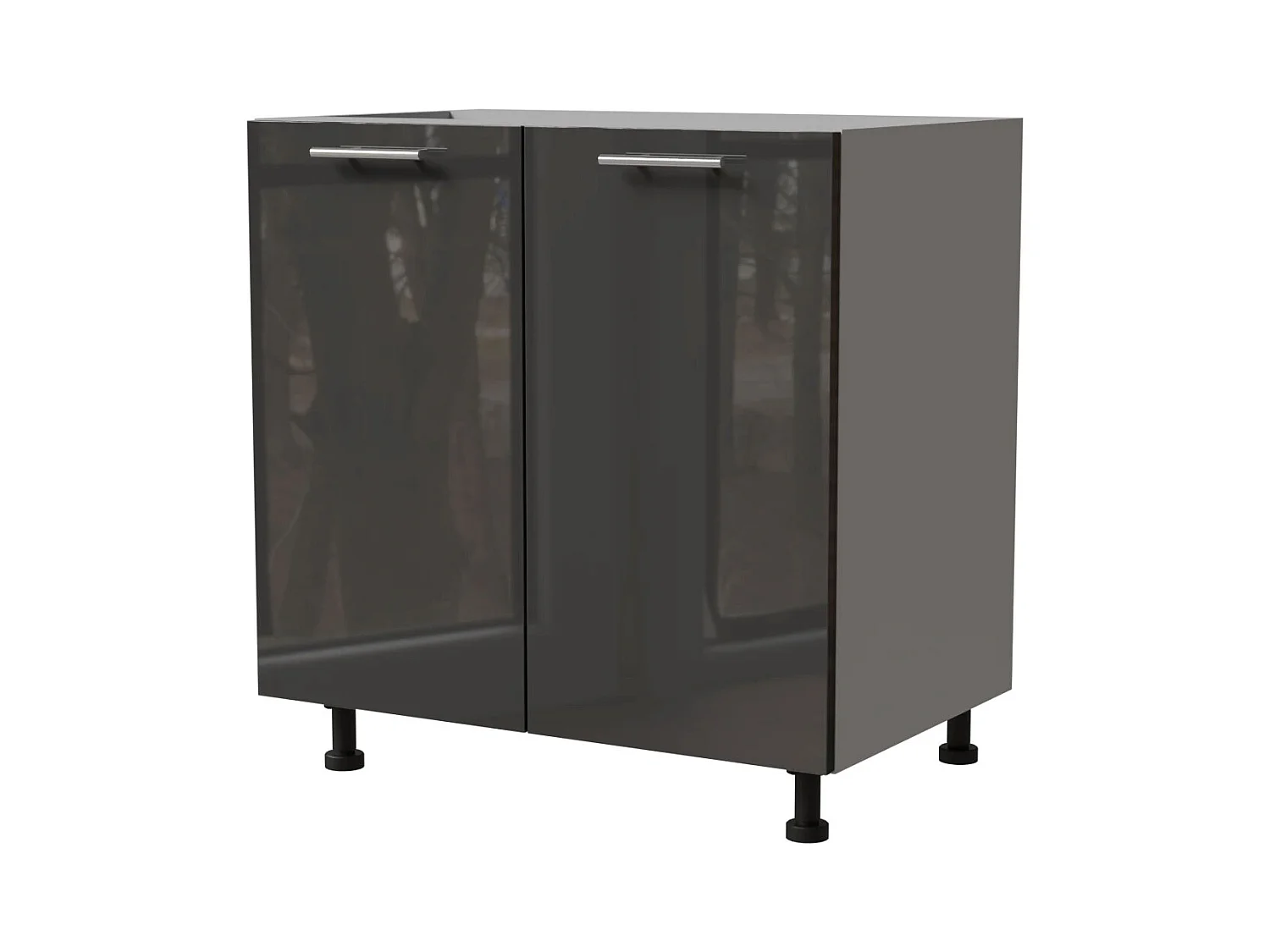 KÜCHENUNTERSCHRANK Essen D11/80 Graphit Hochglanz / Grau Matt 80 / 50 / 82cm