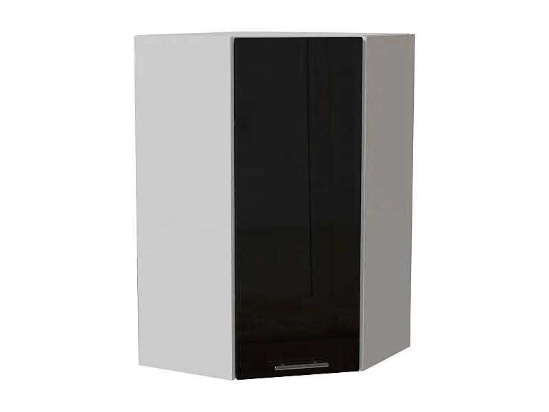 ECK-HÄNGESCHRANK Essen W4/10/60 Schwarz Hochglanz / Weiß Matt 60 / 60 / 96cm