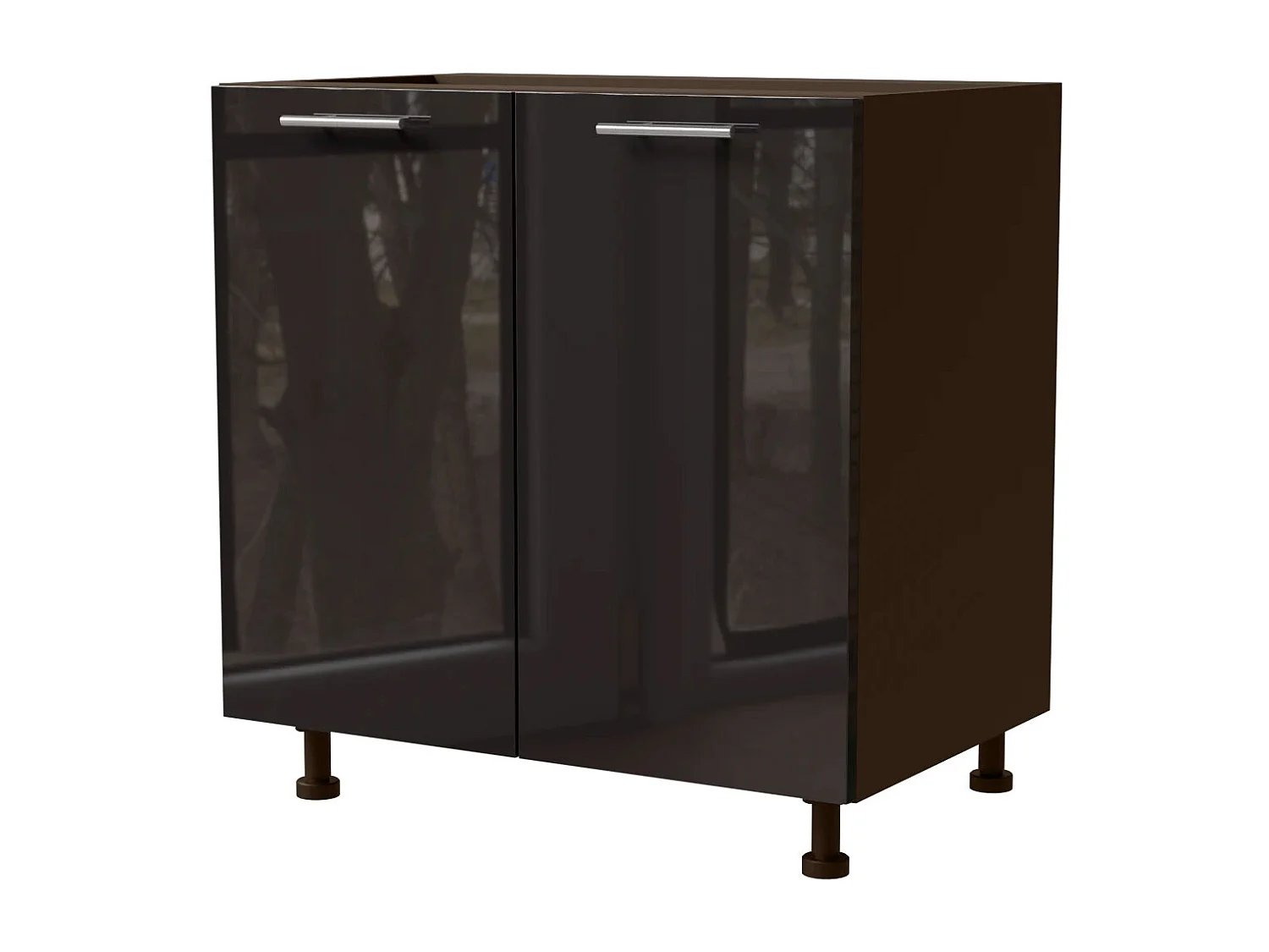 KÜCHENUNTERSCHRANK Essen D11/80 Schwarz Hochglanz / Lava Matt 80 / 50 / 82cm