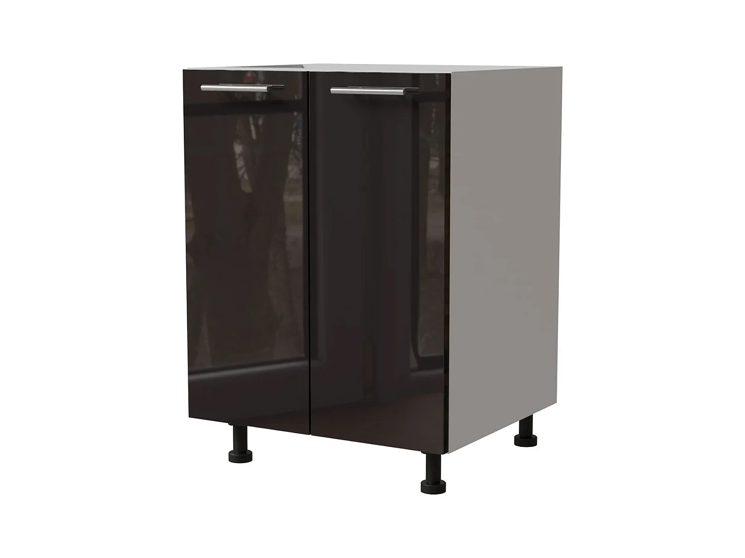 KÜCHENUNTERSCHRANK Essen D11/60 Schwarz Hochglanz / Weiß Matt 60 / 50 / 82cm