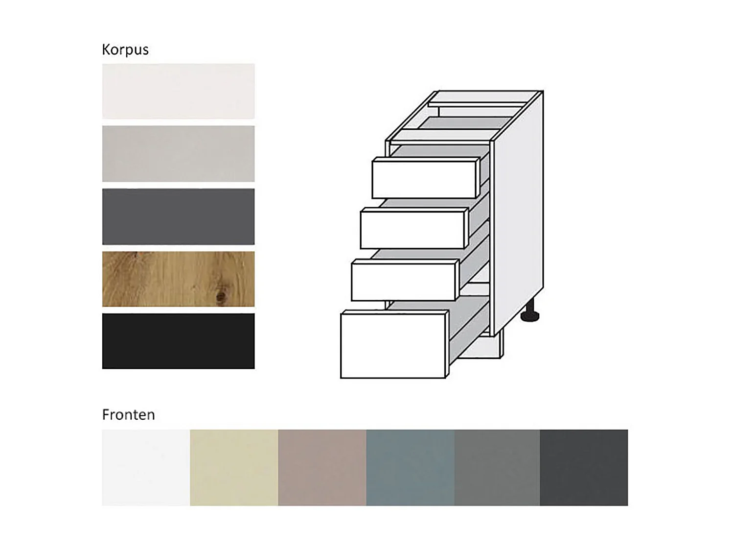 SCHUBLADENUNTERSCHRANK Kvantum D4A/40 Beige Matt / Eiche Artisan Matt 40 / 50 / 82cm