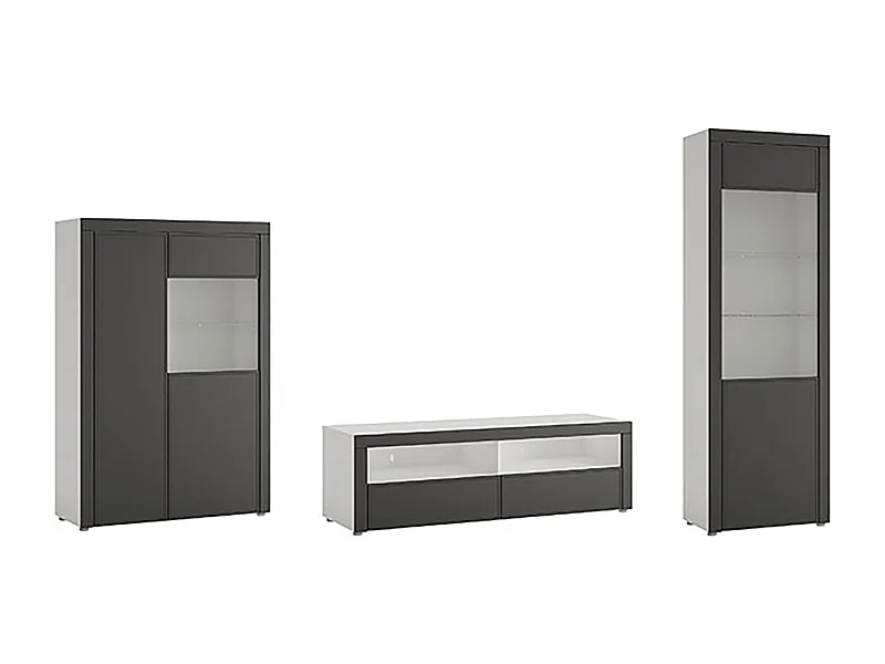 WOHNWAND Bologna-Essen weiß / weiß hg 314 cm / 38 cm / 195 cm