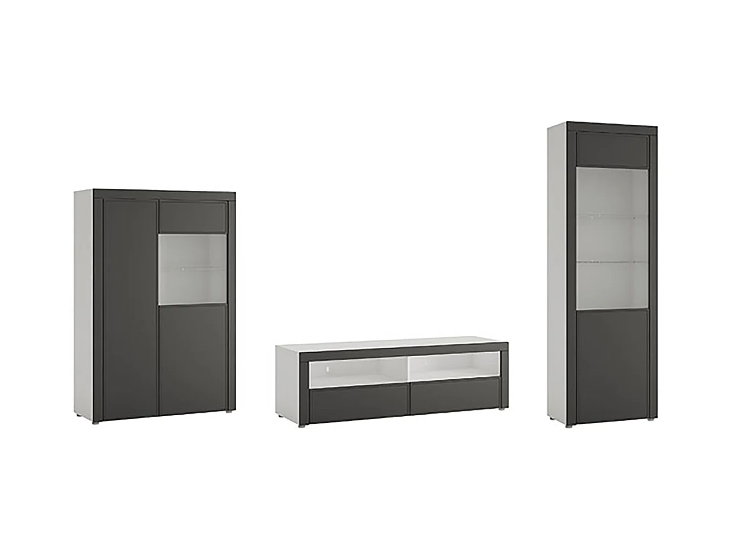 WOHNWAND Bologna-Essen weiß / weiß hg 314 cm / 38 cm / 195 cm