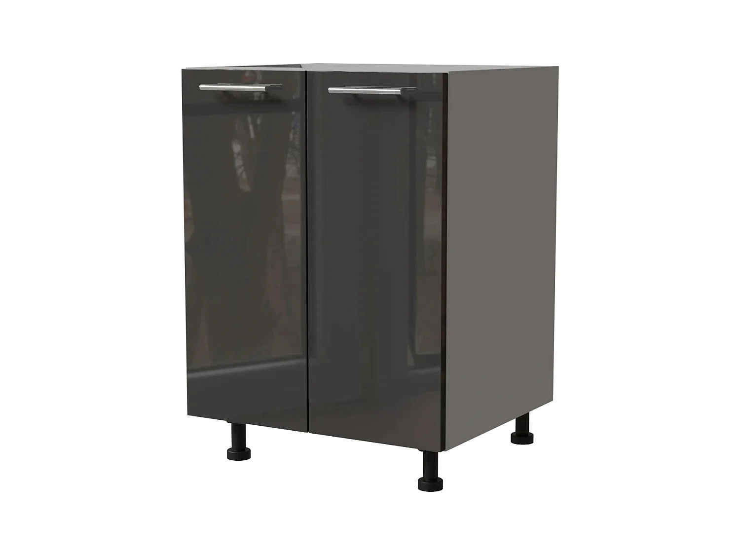 KÜCHENUNTERSCHRANK Essen D11/60 Graphit Hochglanz / Grau Matt 60 / 50 / 82cm