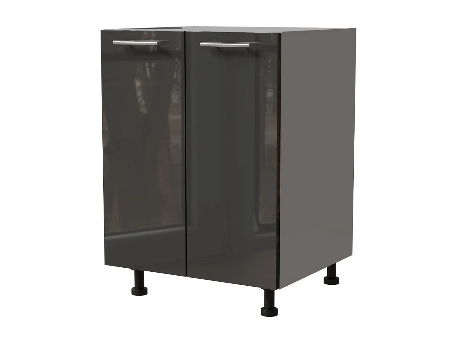 KÜCHENUNTERSCHRANK Essen D11/60 Graphit Hochglanz / Grau Matt 60 / 50 / 82cm