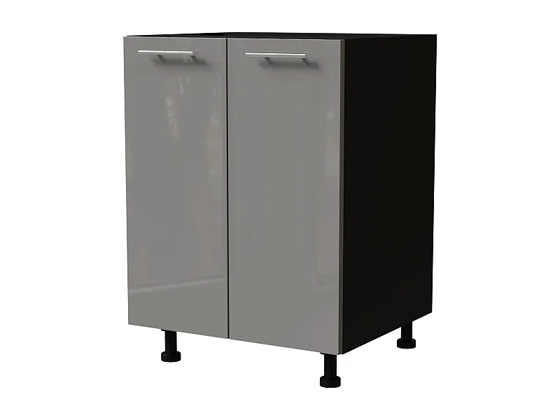 KÜCHENUNTERSCHRANK Essen D11/60 Grau Hochglanz / Schwarz Matt 60 / 50 / 82cm