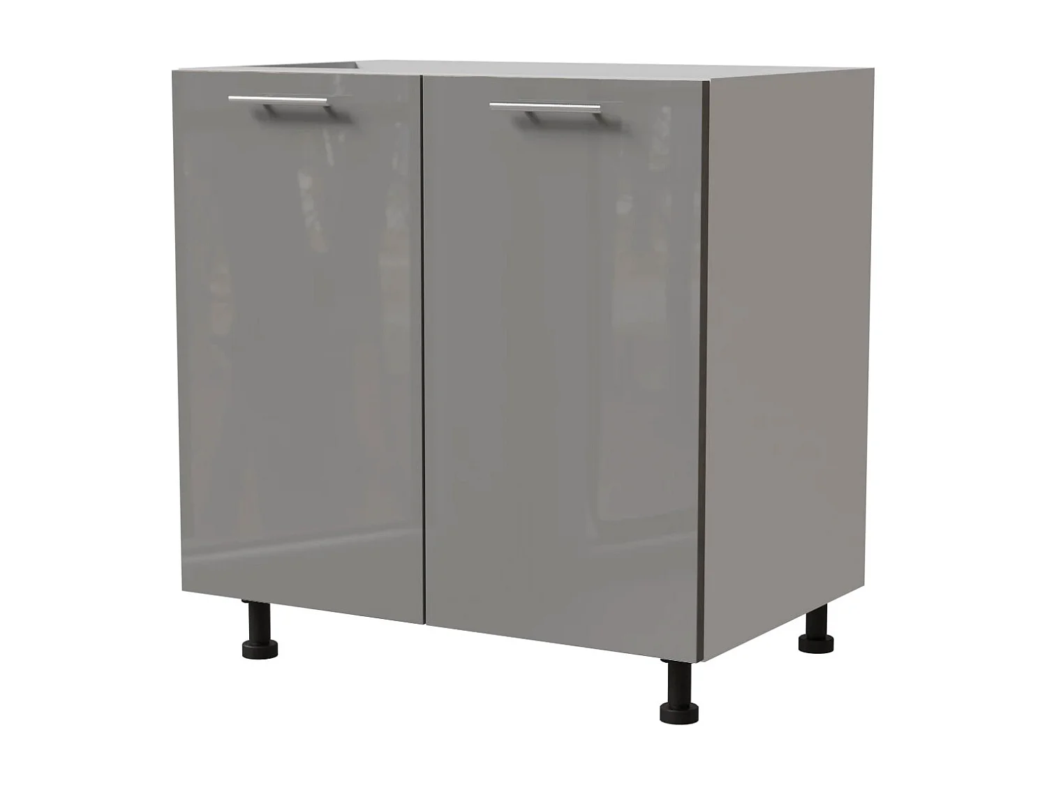 KÜCHENUNTERSCHRANK Essen D11/80 Grau Hochglanz / Weiß Matt 80 / 50 / 82cm