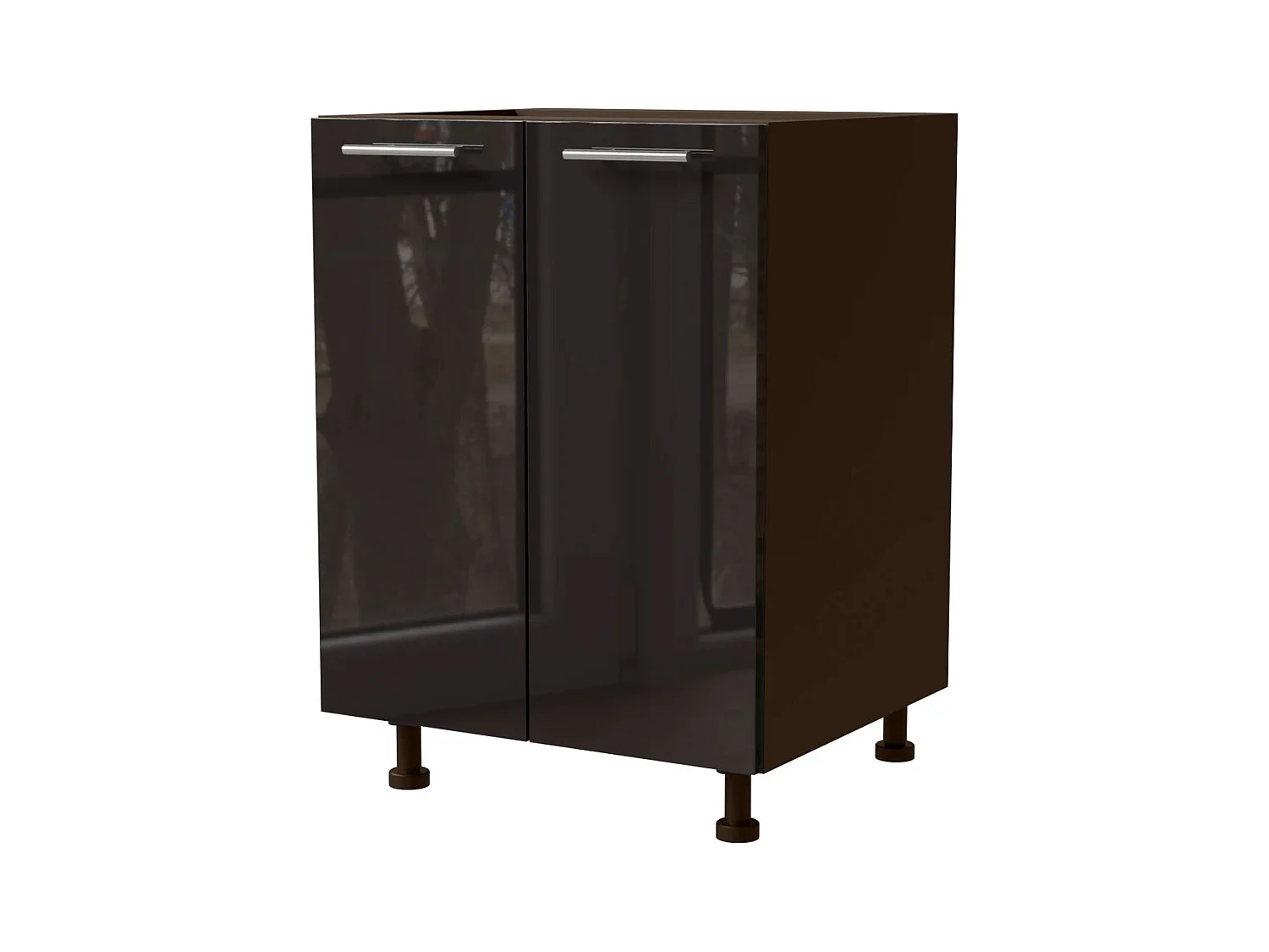 KÜCHENUNTERSCHRANK Essen D11/60 Schwarz Hochglanz / Lava Matt 60 / 50 / 82cm