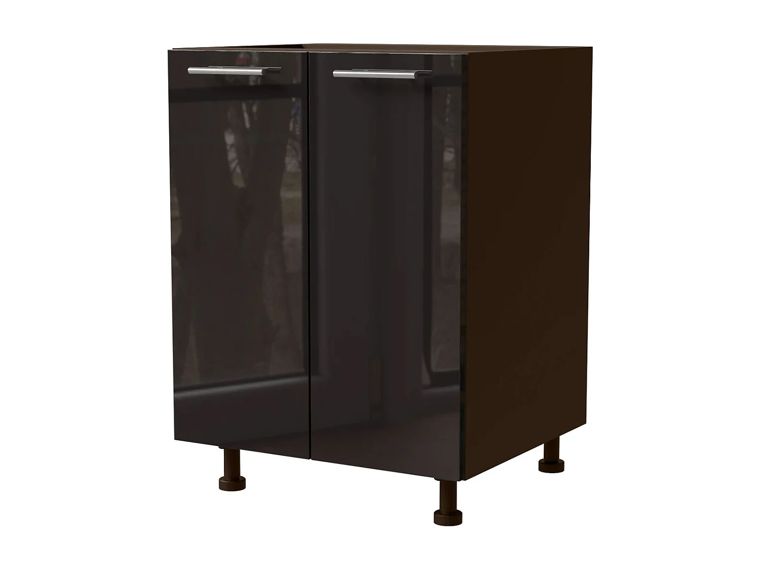 KÜCHENUNTERSCHRANK Essen D11/60 Schwarz Hochglanz / Lava Matt 60 / 50 / 82cm