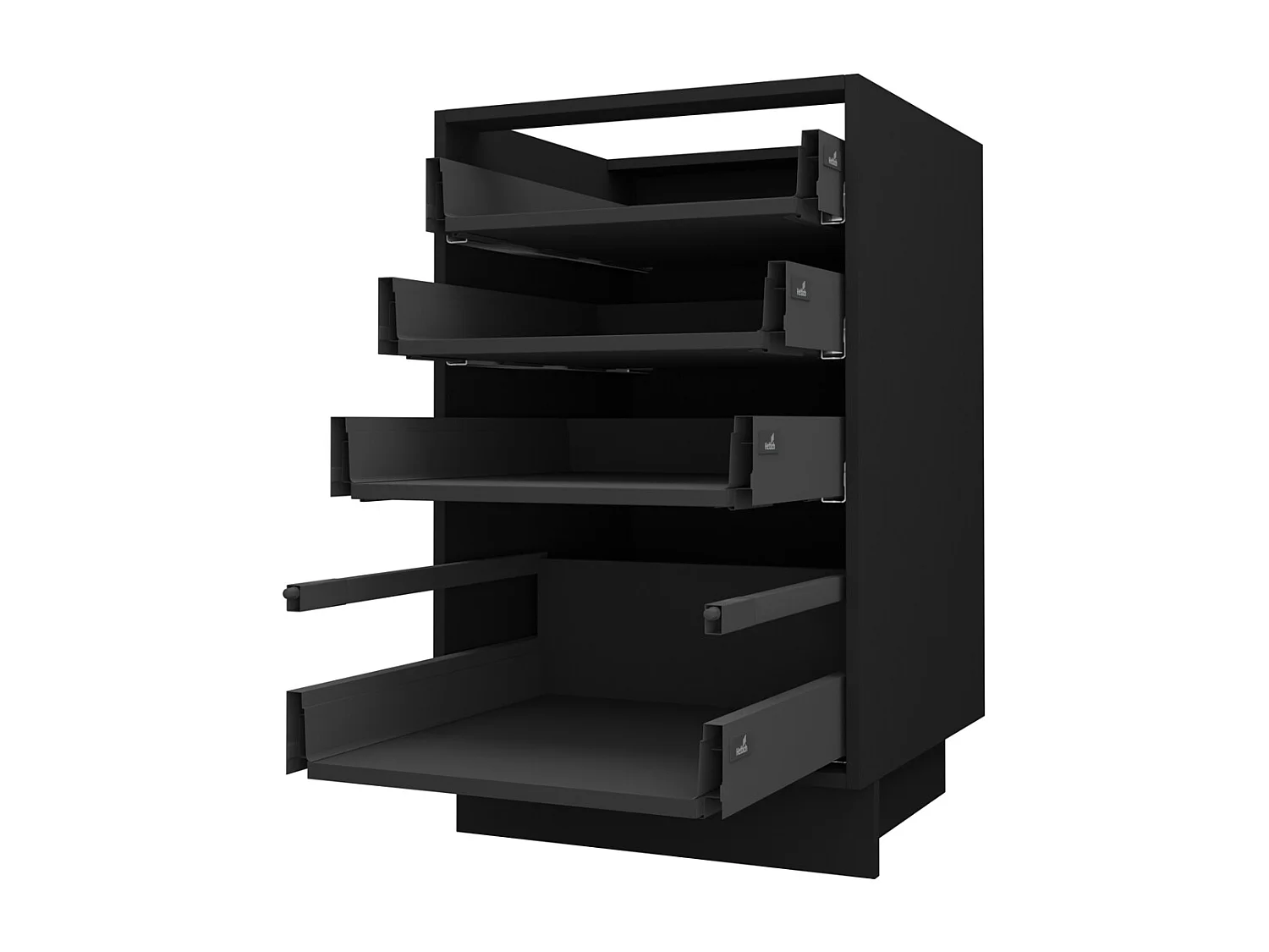 SCHUBLADENUNTERSCHRANK Kvantum D4A/40 Weiß Matt / Schwarz Matt 40 / 50 / 82cm