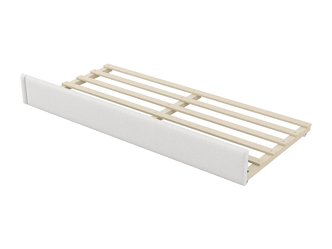 Gepolstertes Bett mit LED-Beleuchtung, 90x200cm, weiß.