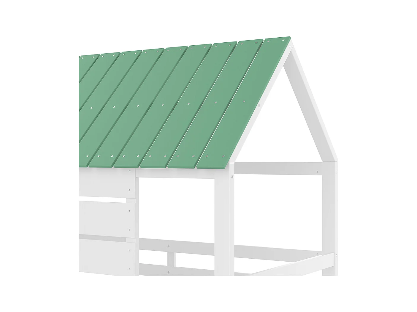 Lit mezzanine avec toboggan pour enfants, 90x200cm, blanc+vert.