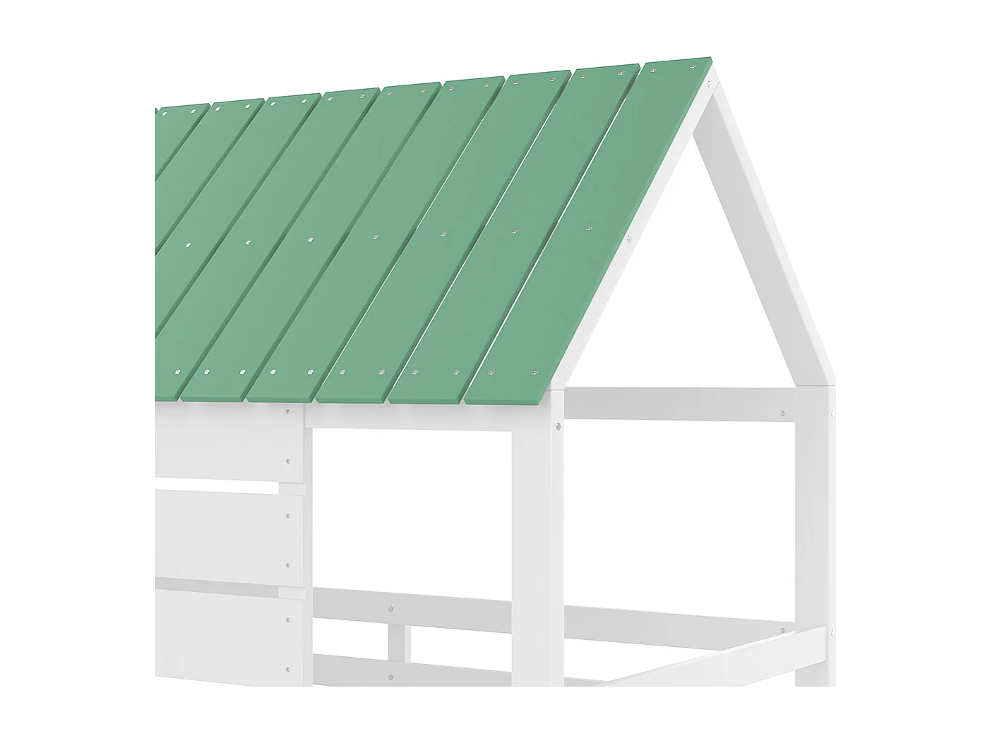 Letto a castello con scivolo per bambini, 90x200cm, bianco+verde.