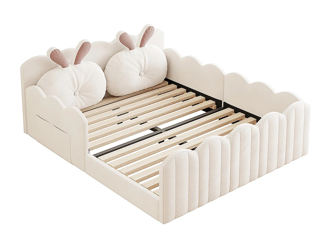 Gepolstertes Kaninchenbett, 140x200cm, beige.