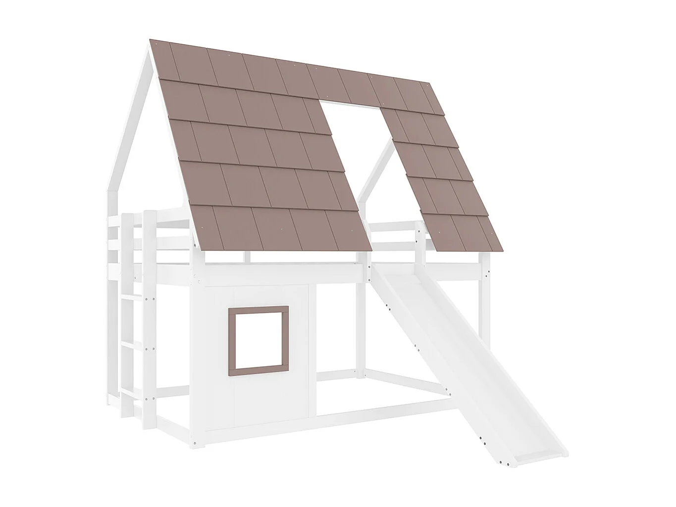 Houten stapelbed, 140x200, wit+bruin.