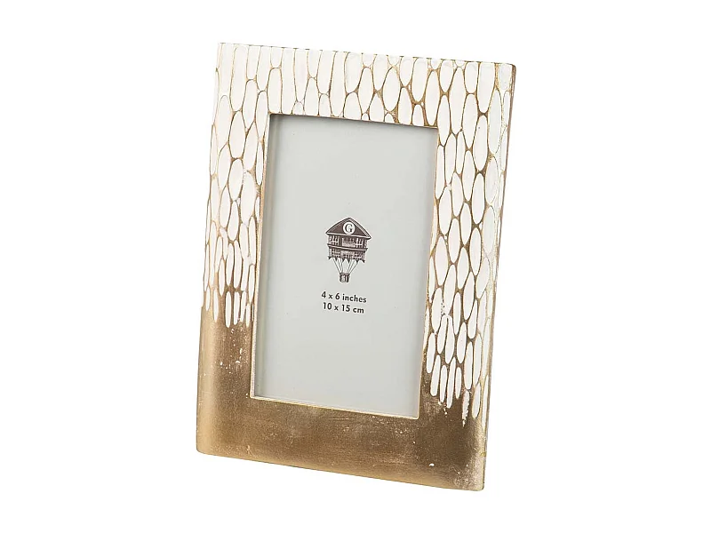 Portafotos Resina Dorado Blanco 10x15 Cm