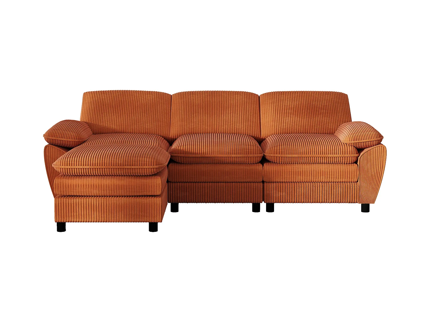 Modulares Sofa, Sofa mit zwei Kissen, Lampenvelours, mit abnehmbarem Bezug, orange