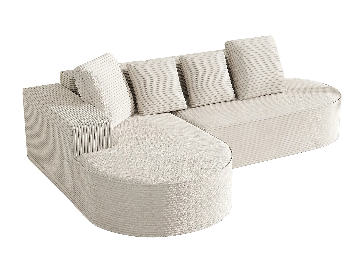 Canapé modulable avec méridienne en L, assise profonde, rembourrage en mousse compressée,blanc