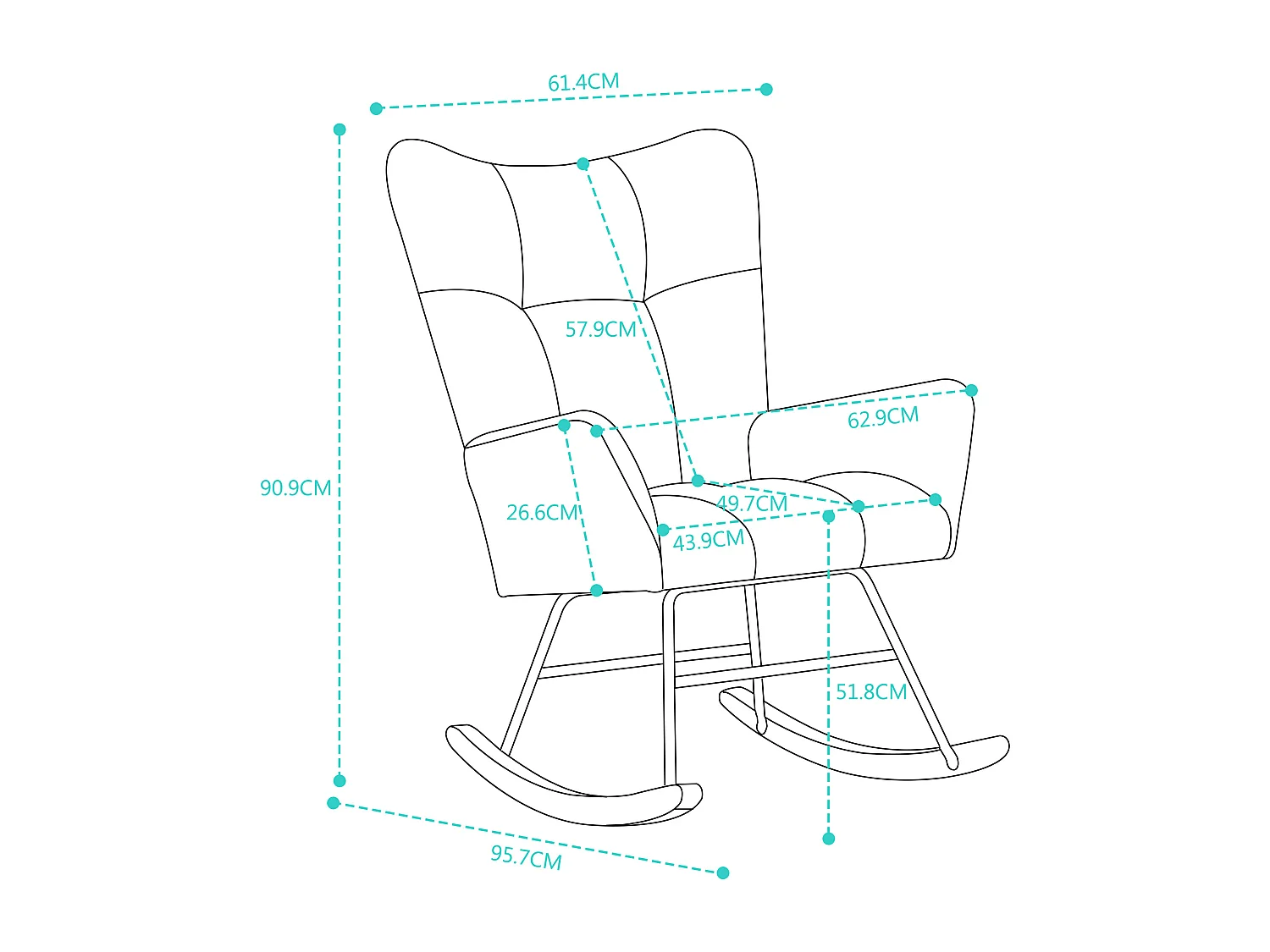 Fauteuil à bascule moderne, avec dossier haut et accoudoirs, confortable et unique,gris