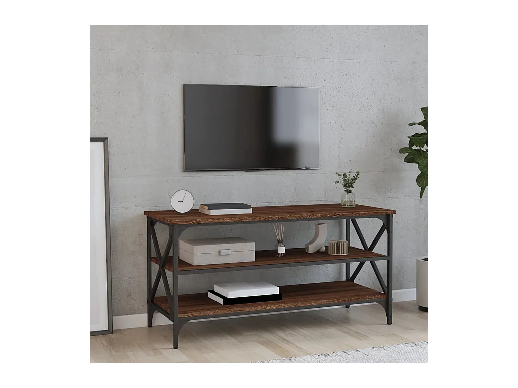 Móvel de TV 100x40x50 cm derivados de madeira carvalho castanho PT680336