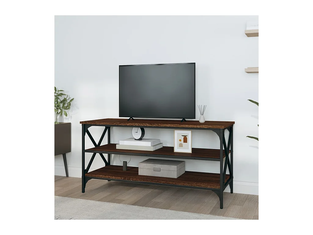 Móvel de TV 100x40x50 cm derivados de madeira carvalho castanho PT680336