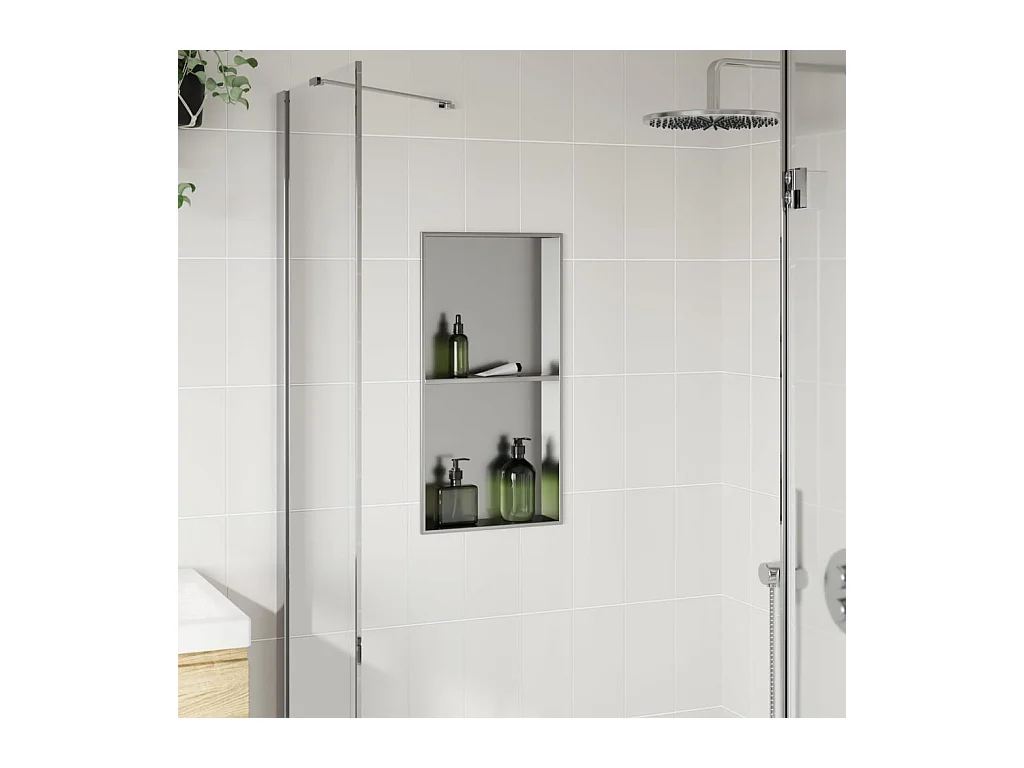 Niche de douche argenté brossé 32x62x9 cm acier inoxydable FR272827