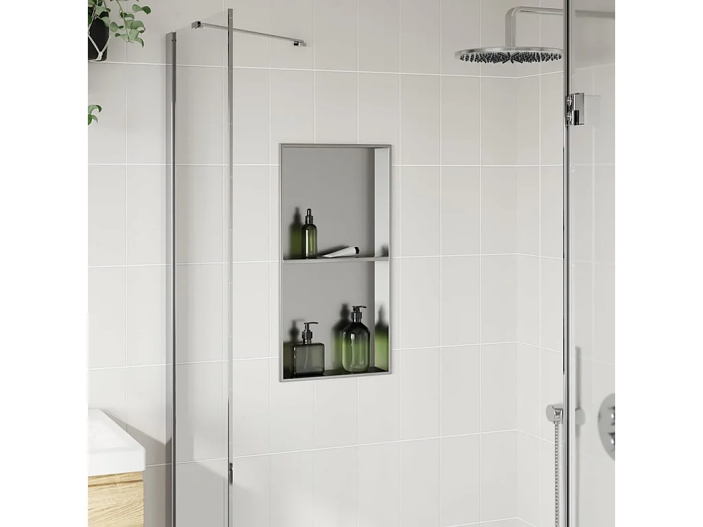 Niche de douche argenté brossé 32x62x9 cm acier inoxydable FR272827