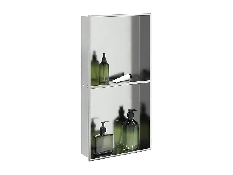 Niche de douche argenté brossé 32x62x9 cm acier inoxydable FR272827
