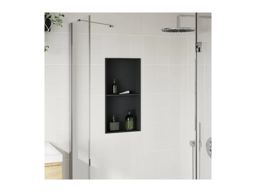 Hornacina ducha acero inoxidable negro mate 32x62x9 cm ES638788