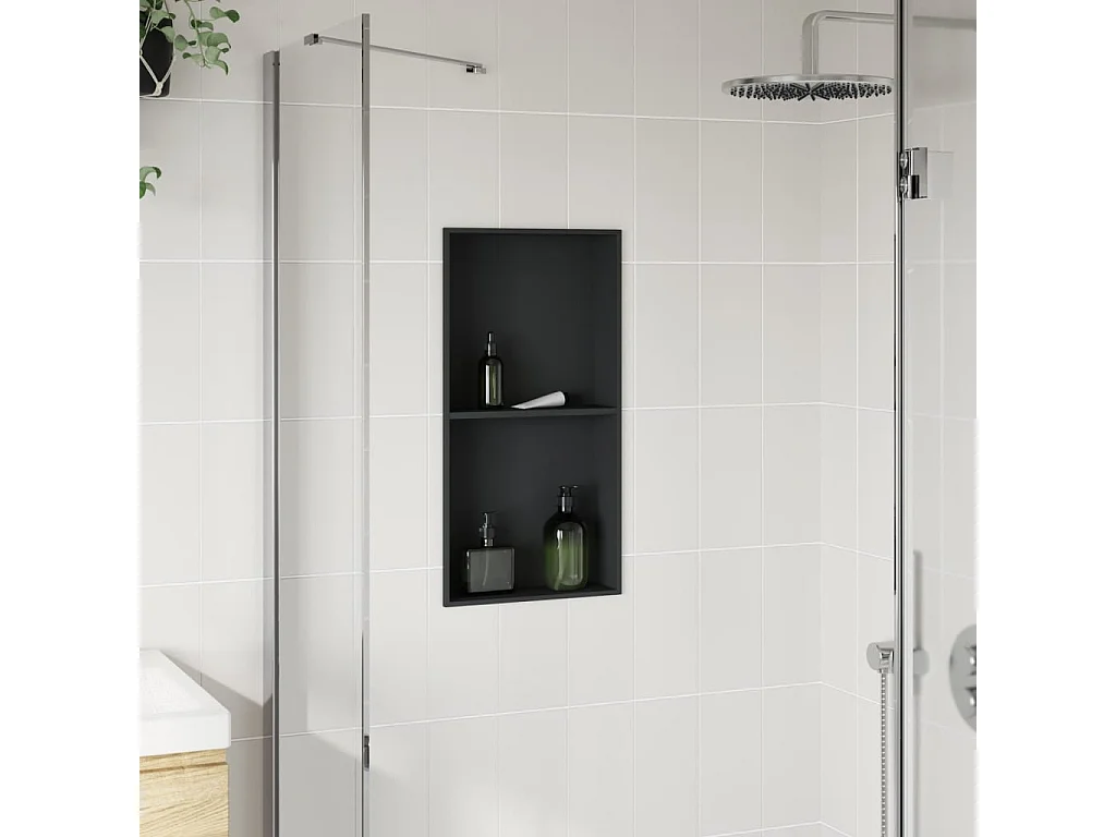 Hornacina ducha acero inoxidable negro mate 32x62x9 cm ES638788