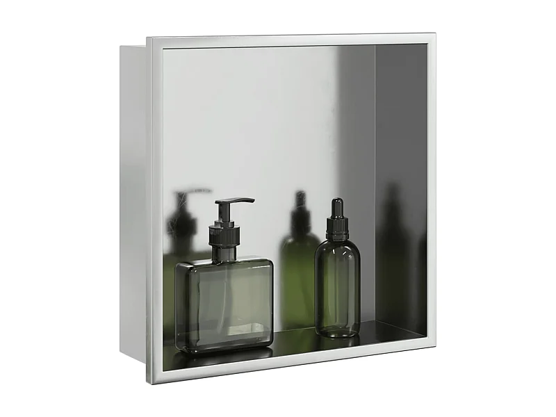 Nicho parede p/ duche 32x32x9 cm aço inoxidável prata escovada PT441526