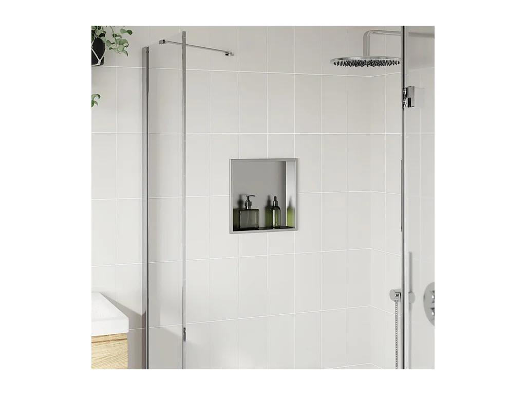 Niche de douche argenté brossé 32x32x9 cm acier inoxydable FR741128