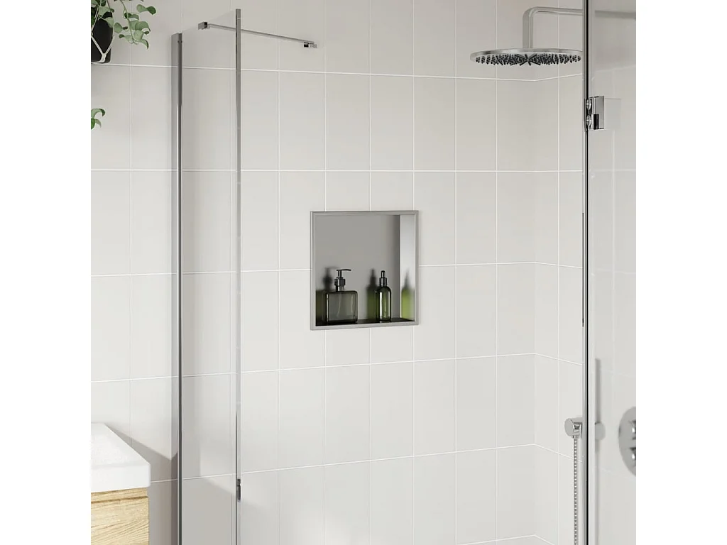 Niche de douche argenté brossé 32x32x9 cm acier inoxydable FR741128
