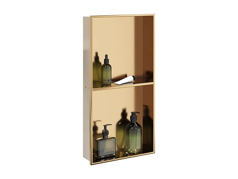 Nicho parede p/ duche 32x62x9cm aço inoxidável dourado escovada PT963543