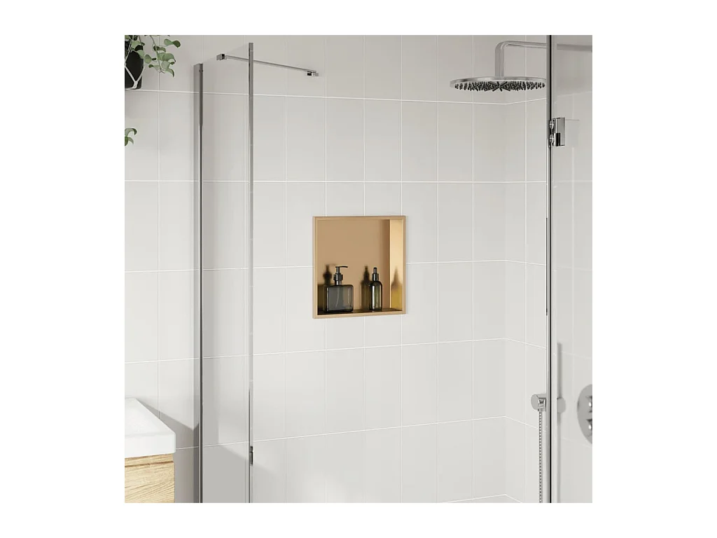 Niche de douche doré brossé 32x32x9 cm acier inoxydable FR544266