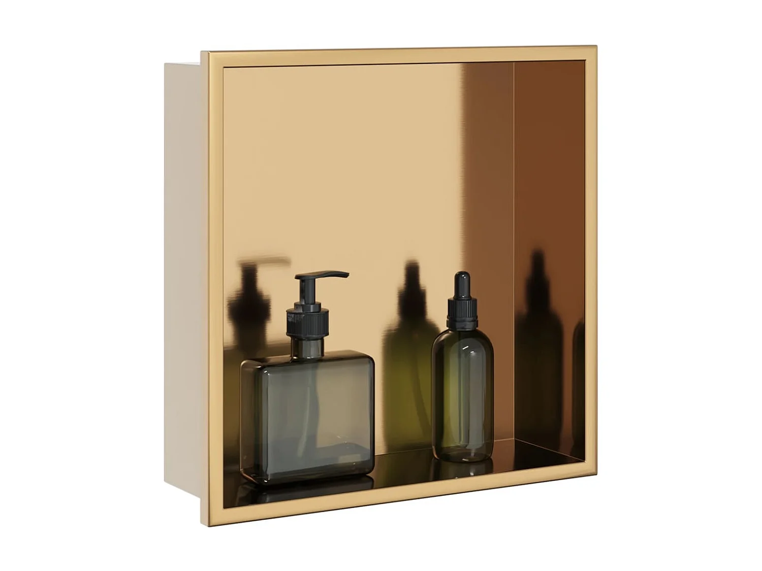 Nicho parede p/ duche 32x32x9cm aço inoxidável dourado escovada PT633931