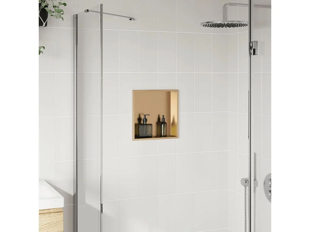 Nicho parede p/ duche 32x32x9cm aço inoxidável dourado escovada PT633931