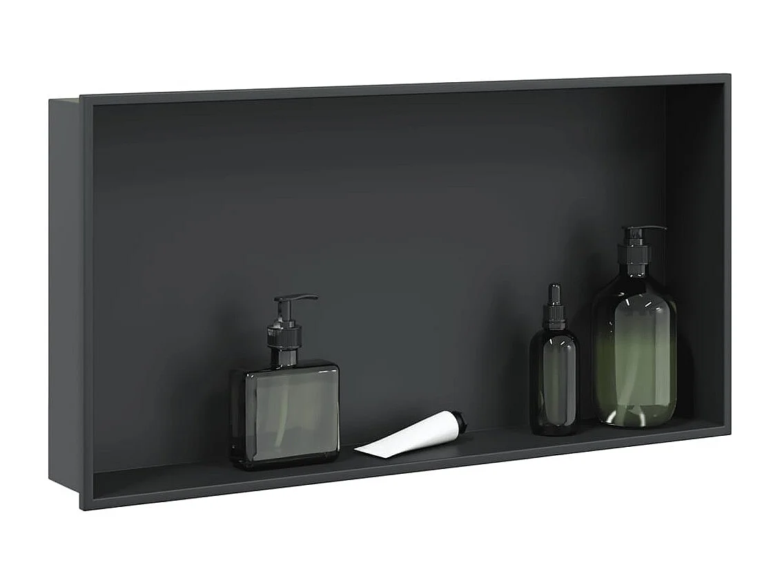Nicho parede p/ duche 62x32x9 cm aço inoxidável preto mate PT344691