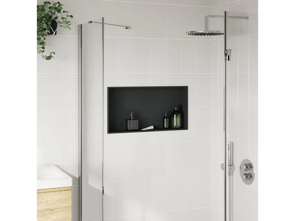 Nicho parede p/ duche 62x32x9 cm aço inoxidável preto mate PT344691